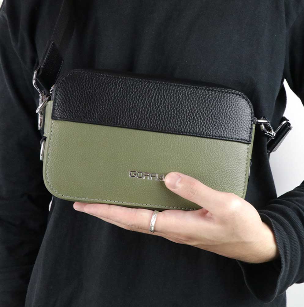 Dark green patchwork crossbody bagleather