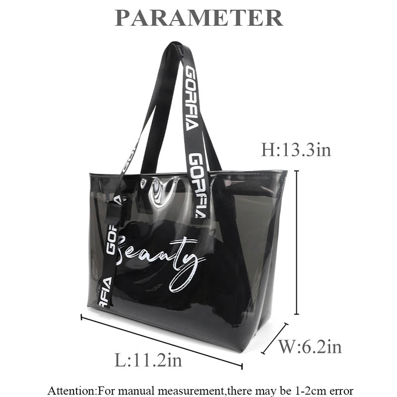 Black clear beach tote bag