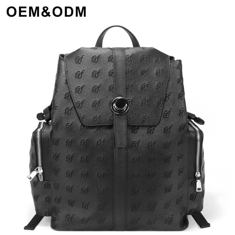 gorfia odm black leather backpack