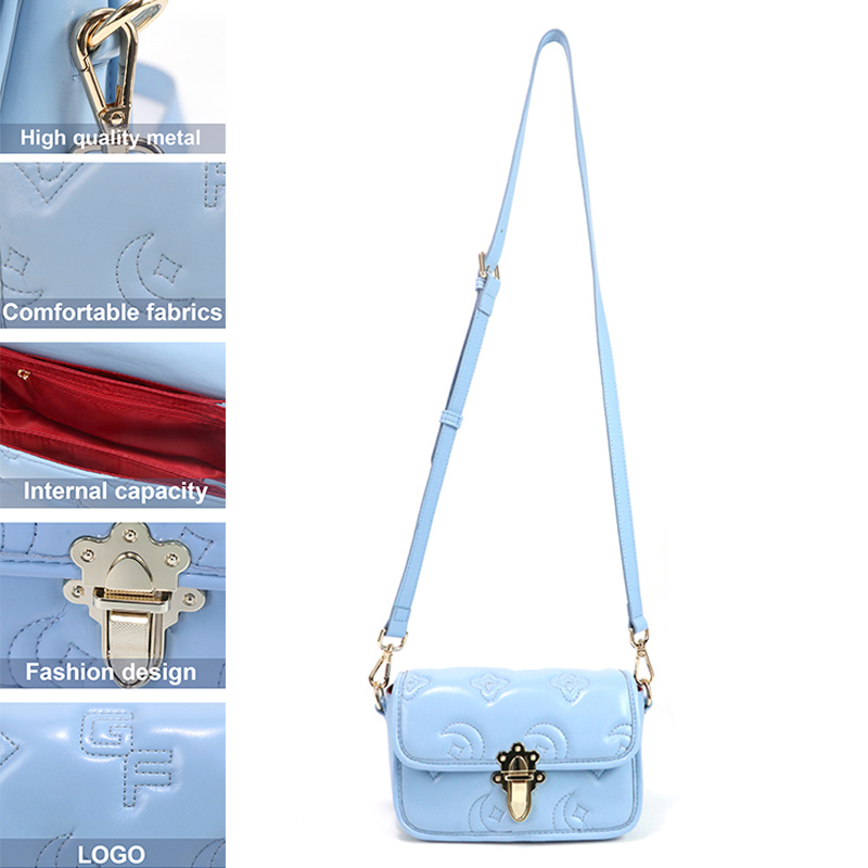 Women's fashion light blue handbag