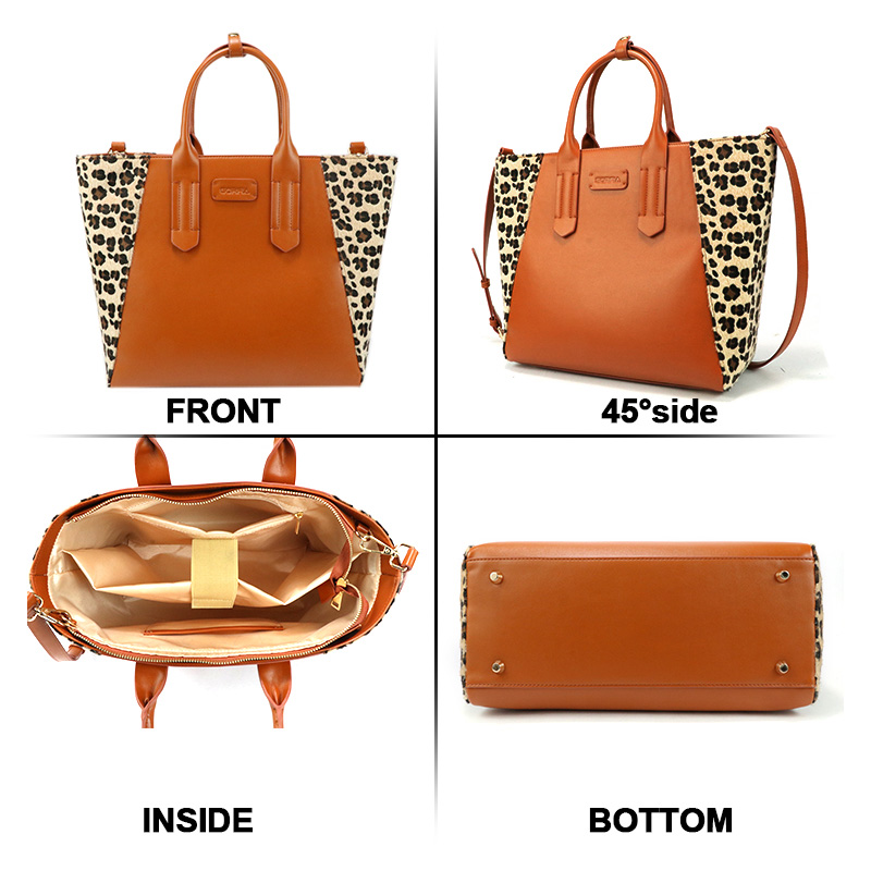 Leopard print PU handbag for women